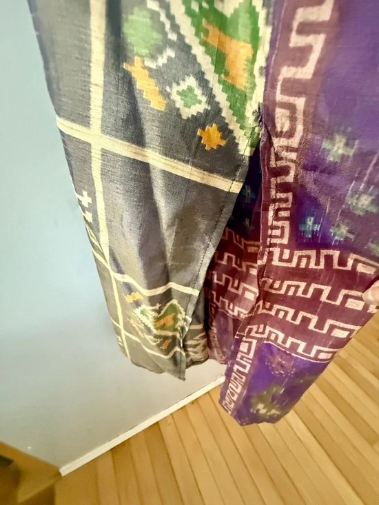 Patchwork Multi Color Robe Silk Saree Kimono Women’s Wrap Robe - Picture 6 of 6